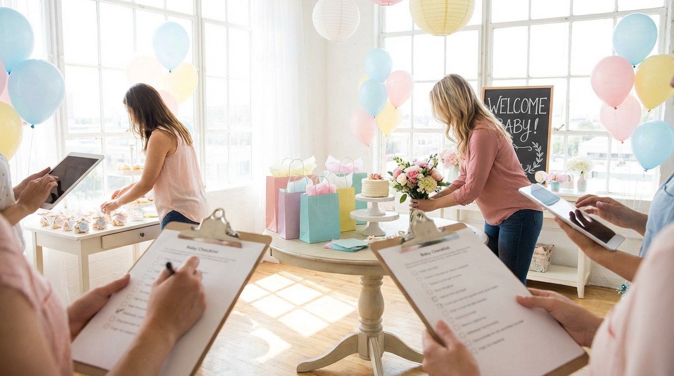 13 LastMinute Checks for baby shower planning checklist - digital invitation and event planning