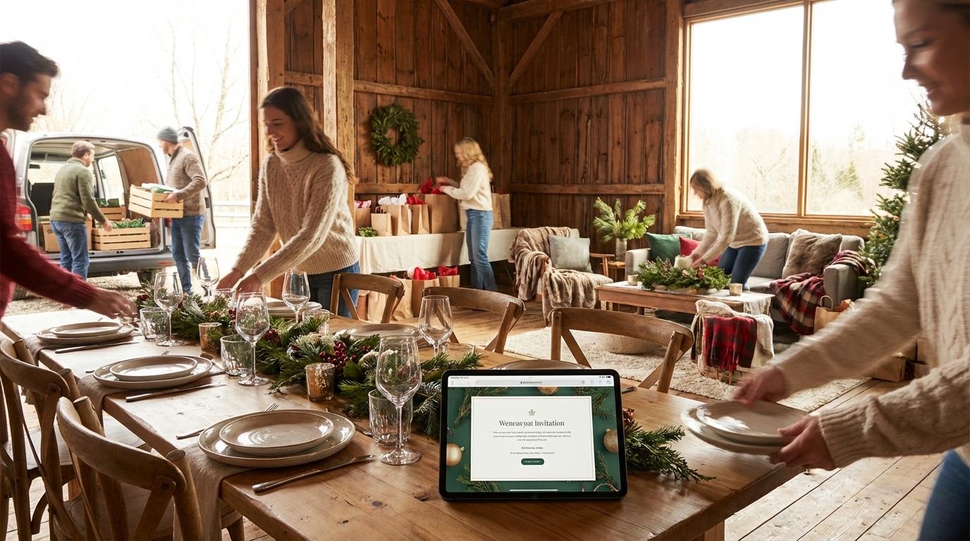 11 Setting Up and Cleaning Up for how to plan a holiday party - digital invitation and event planning