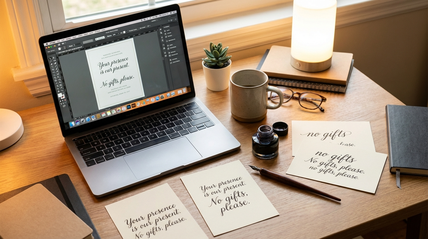 Where to Include No Gifts Please Wording for no gifts please invitation wording - digital invitation and event planning