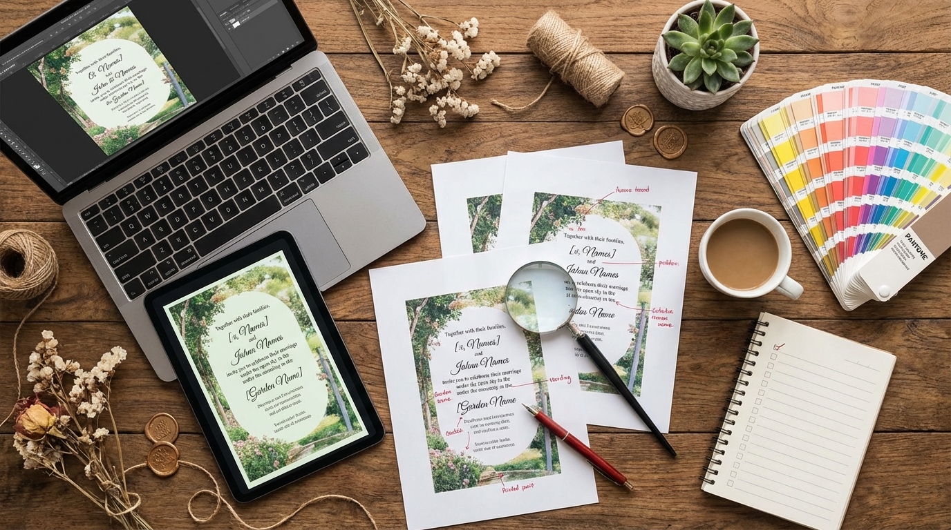 Final Touches and Proofreading for outdoor wedding invitation wording - digital invitation and event planning