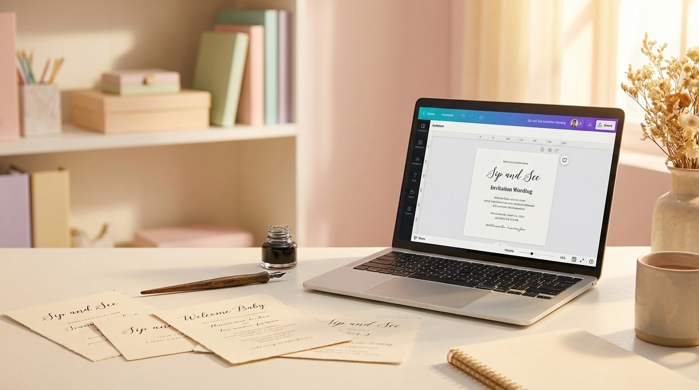 Sip and See Invitation Wording Examples Classic and Simple for sip and see invitation wording - digital invitation and event