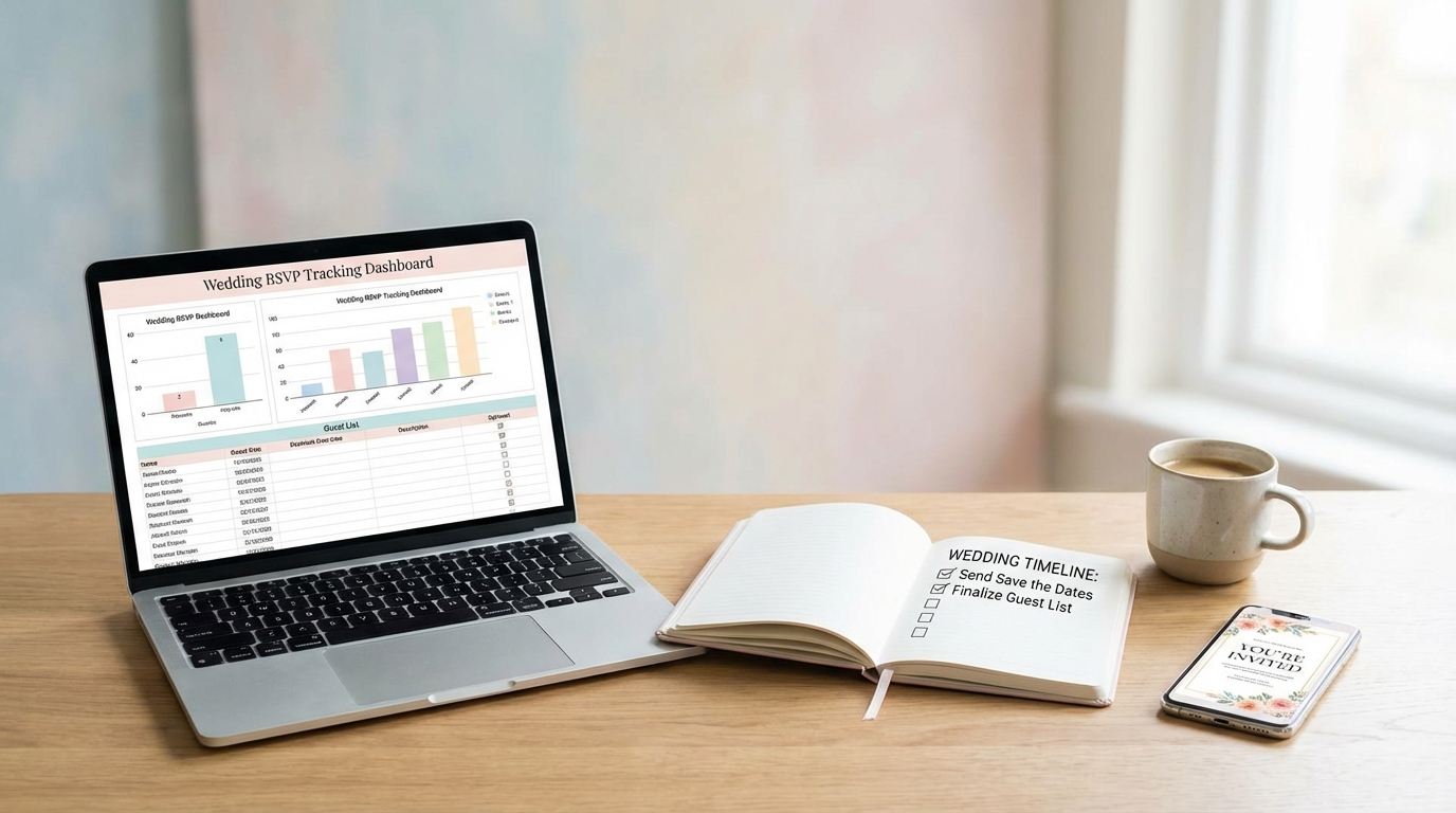 6 Months Before Finalize the Guest List and Invitation Design for wedding invitation timeline - digital invitation and event